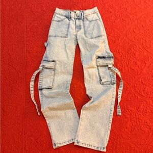 Lovegen Stonewashed Cargo Jeans Size 3